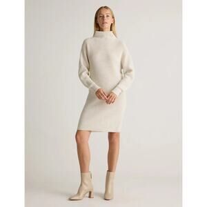 Quince Women’s Large Chunky Knit Merino Wool Turtleneck Dress Silver Birch Gray